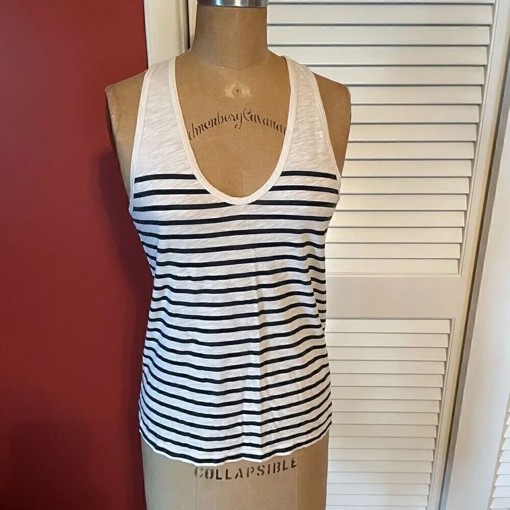 J CREW | blue & white striped tank top S